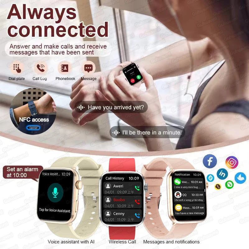 AI Health Smartwatch - HRV, PPG, NFC and IP68 Sports Tracking optoeletronics