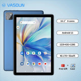 VASOUN 10.1 Inch Android 14 Tablet - 12GB RAM, 128GB, Dual SIM 4G optoeletronics