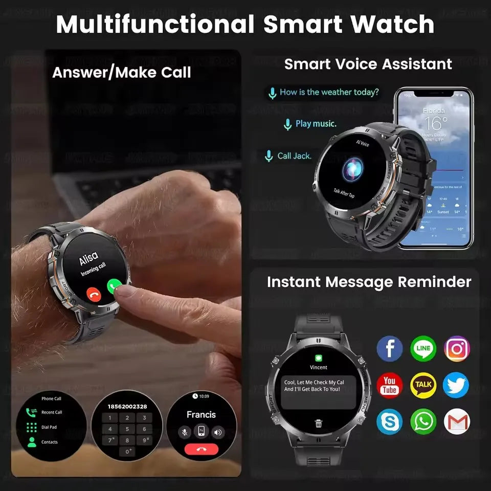 Outdoor GPS Smart Watch - 1.73 Inch AMOLED, 1000mAh, 5ATM Waterproof optoeletronics