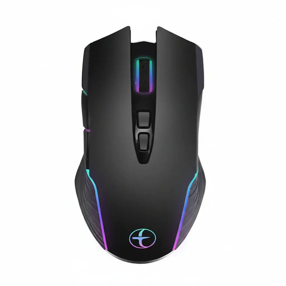 Silent Rechargeable Wireless Mouse with USB-C Support and touch screen display showing statistics.