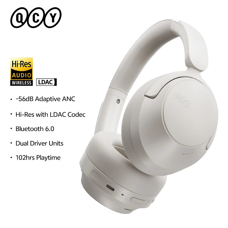 QCY H3S Adaptive ANC Headphones - LDAC 102H Playtime optoeletronics