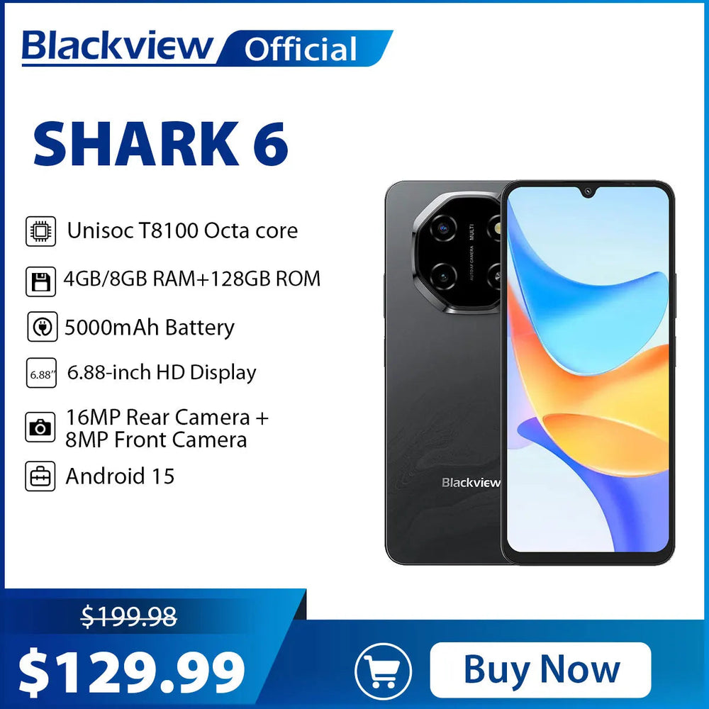 Blackview SHARK 6 5G Smartphone - 120Hz 6.88-Inch Display optoeletronics