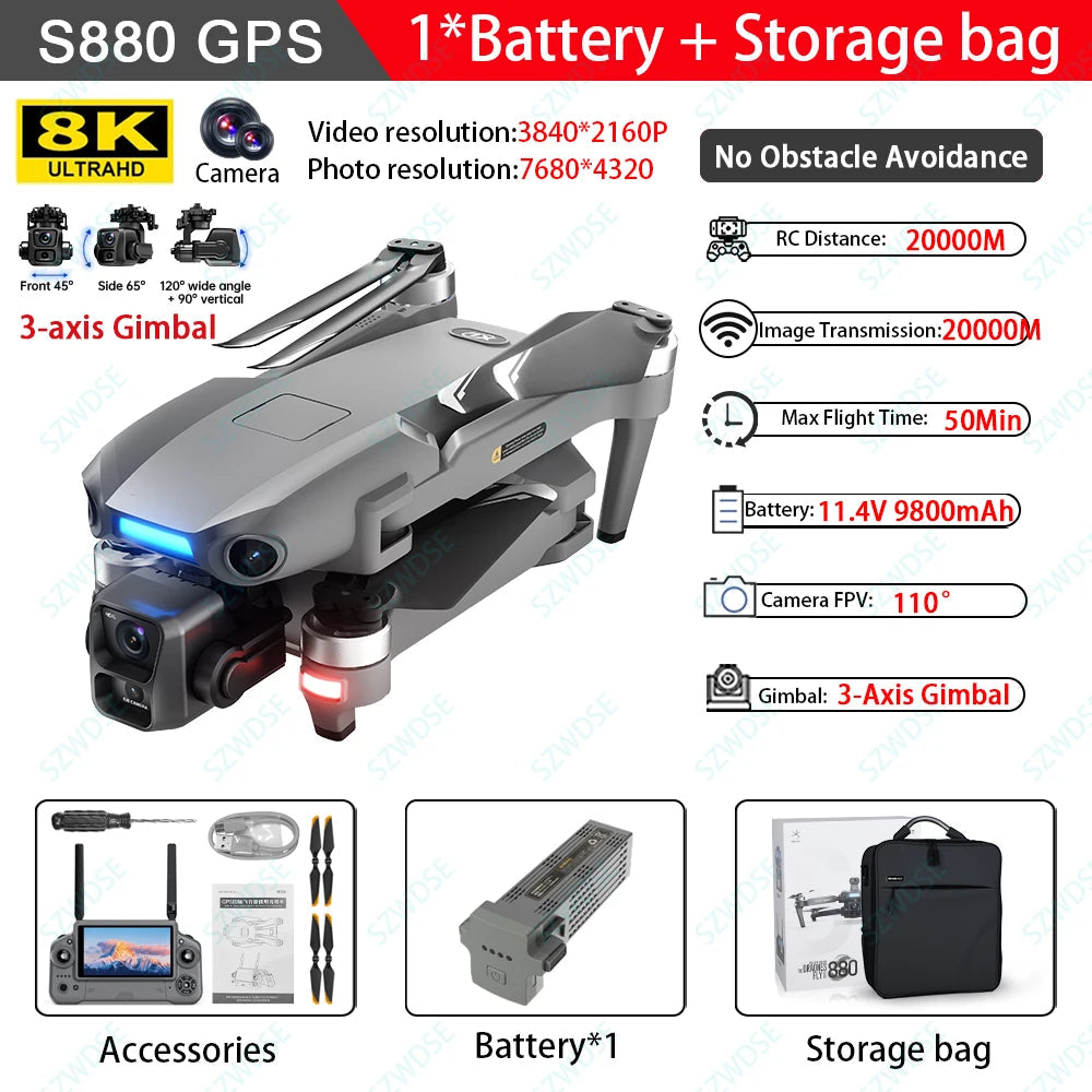 S880 Max Fishing GPS Drone with 8K Dual Camera and Airdrop optoeletronics