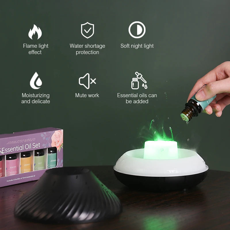 KINSCOTER 130ml Volcanic Aroma Diffuser with Flame Light optoeletronics