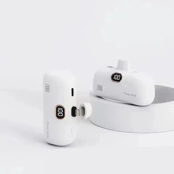 Mini Power Bank with Built-In Cables - Fast Charging Battery Pack