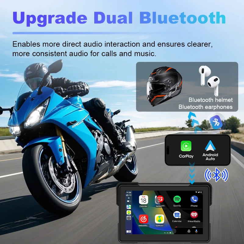 Jansite Motorcycle CarPlay GPS Display - IPX7 Waterproof DVR optoeletronics