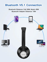 New Bee BH58 Wireless Headphones - Foldable 25H Playtime optoeletronics