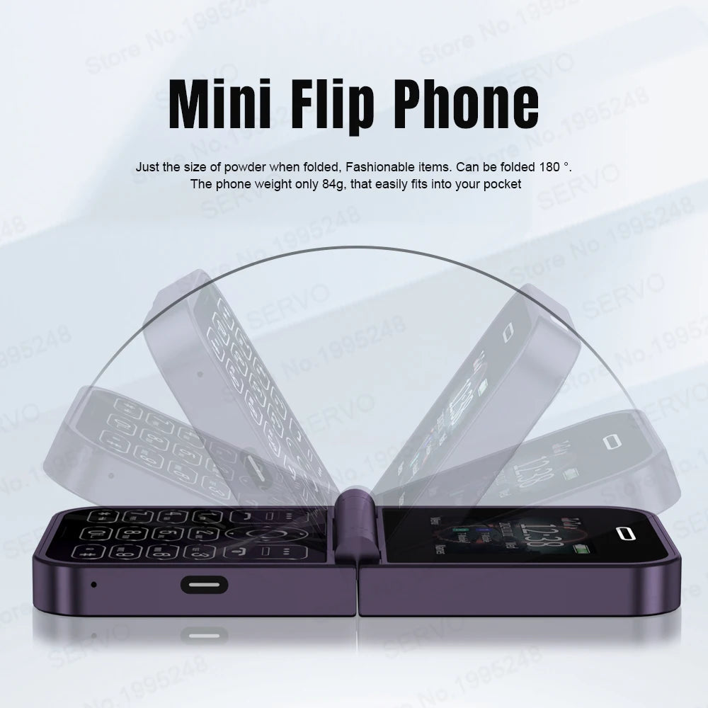 SERVO F15 Mini Flip Phone - Dual SIM 2G Compact Mobile optoeletronics