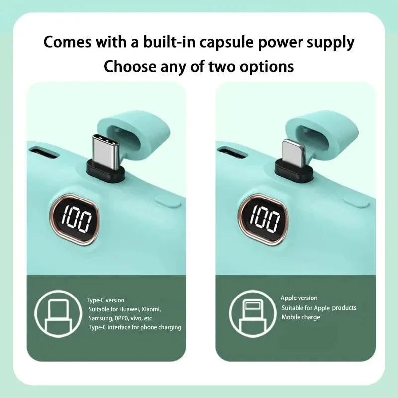 Mini Power Bank with Built-In Cables - Fast Charging Battery Pack optoeletronics