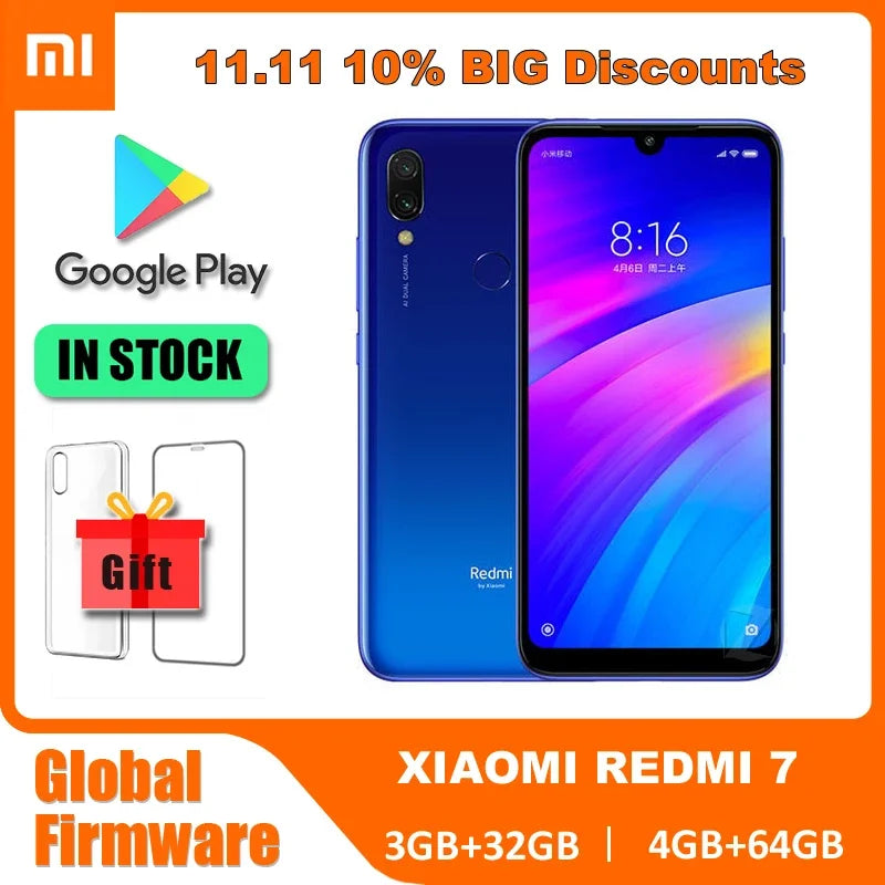 Xiaomi Redmi 7 Smartphone - 4GB RAM 64GB Unlocked Android Phone optoeletronics