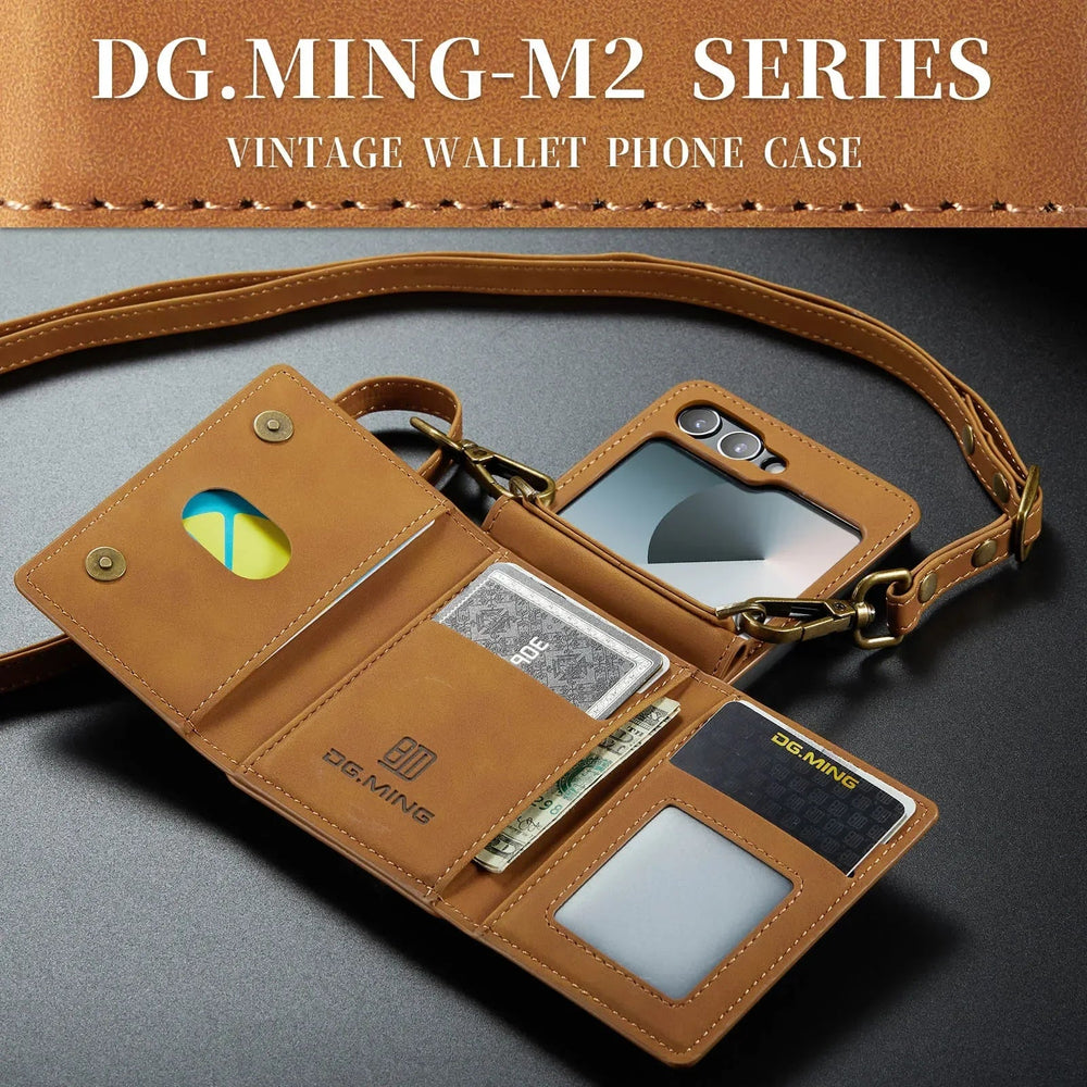 Crossbody Wallet Case for Samsung Galaxy Z Flip - Leather Card Holder optoeletronics