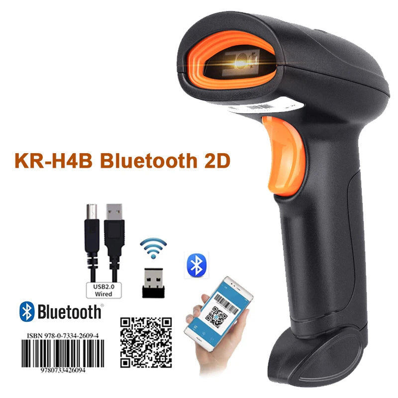 HONOURWOLF L8BL S8 2D Barcode Scanner - Bluetooth 2.4G USB optoeletronics