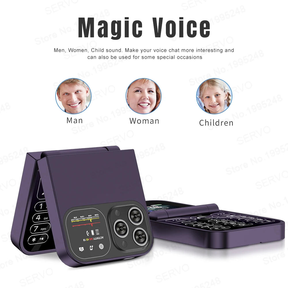 SERVO F15 Mini Flip Phone - Dual SIM 2G Compact Mobile optoeletronics