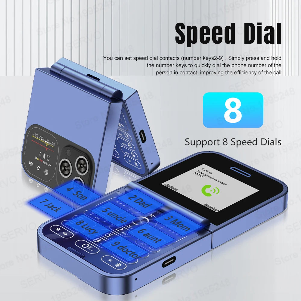 SERVO F15 Mini Flip Phone - Dual SIM 2G Compact Mobile optoeletronics