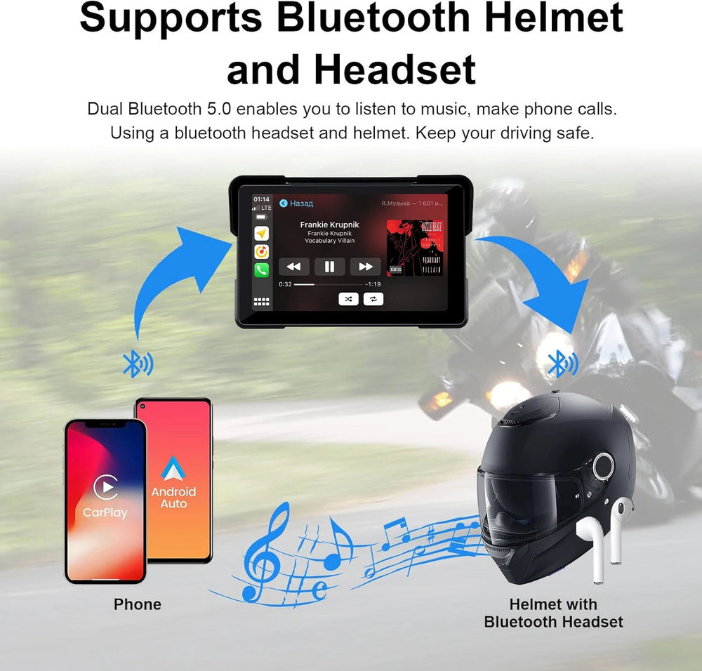 5/7-inch Motorcycle GPS Display - 2K DVR CarPlay Android Auto optoeletronics