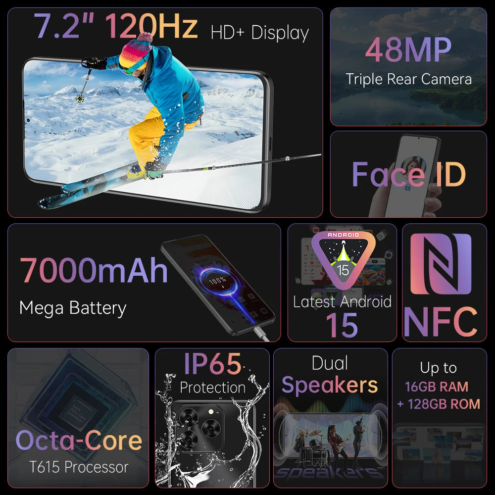 Cubot Note 60 Smartphone - 120Hz 7.2-Inch Display 7000mAh optoeletronics