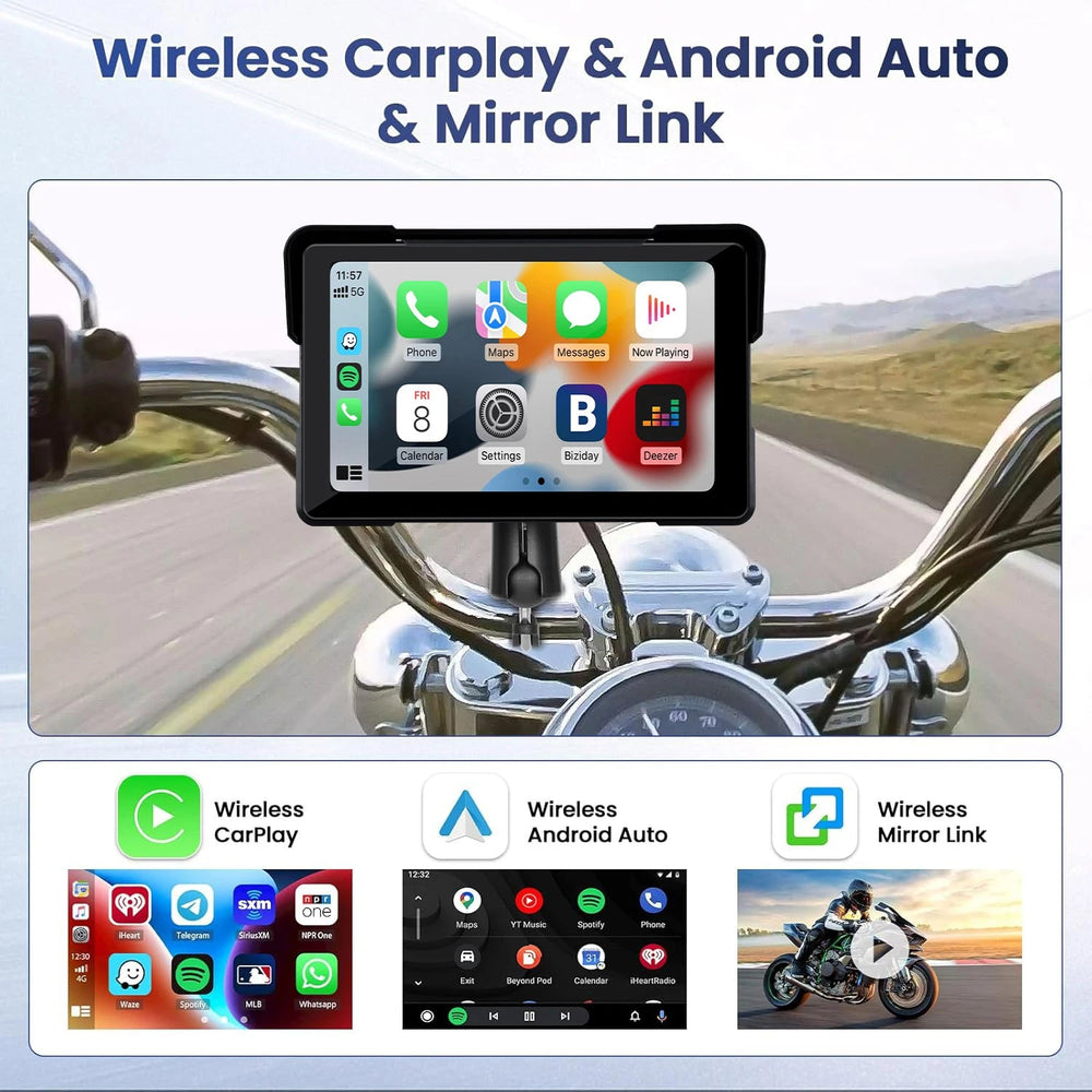 5/7-inch Motorcycle GPS Display - 2K DVR CarPlay Android Auto optoeletronics