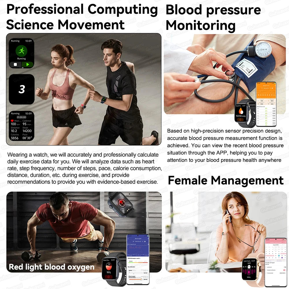 AI Health Smartwatch - HRV, PPG, NFC and IP68 Sports Tracking optoeletronics