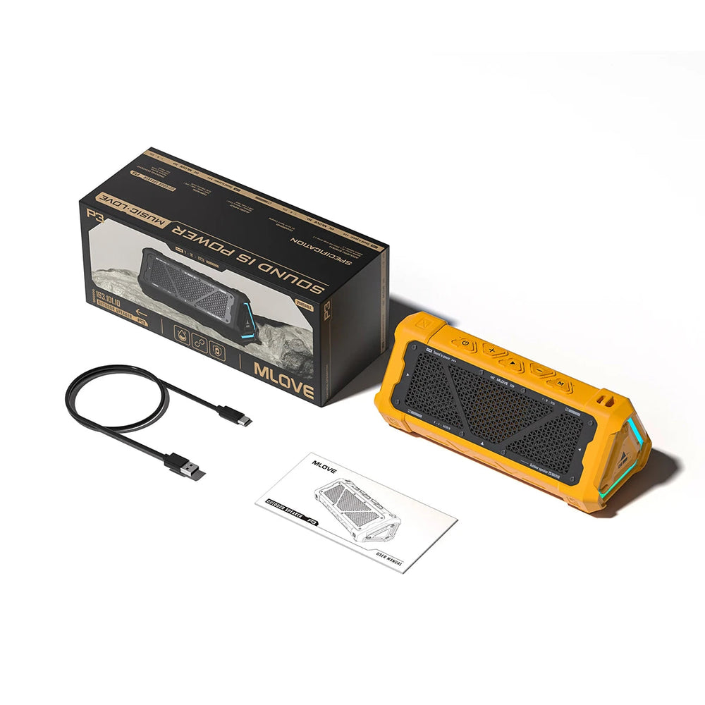 MLOVE P3 40W Bluetooth Speaker - IPX7 Stereo RGB Outdoor Sound optoeletronics
