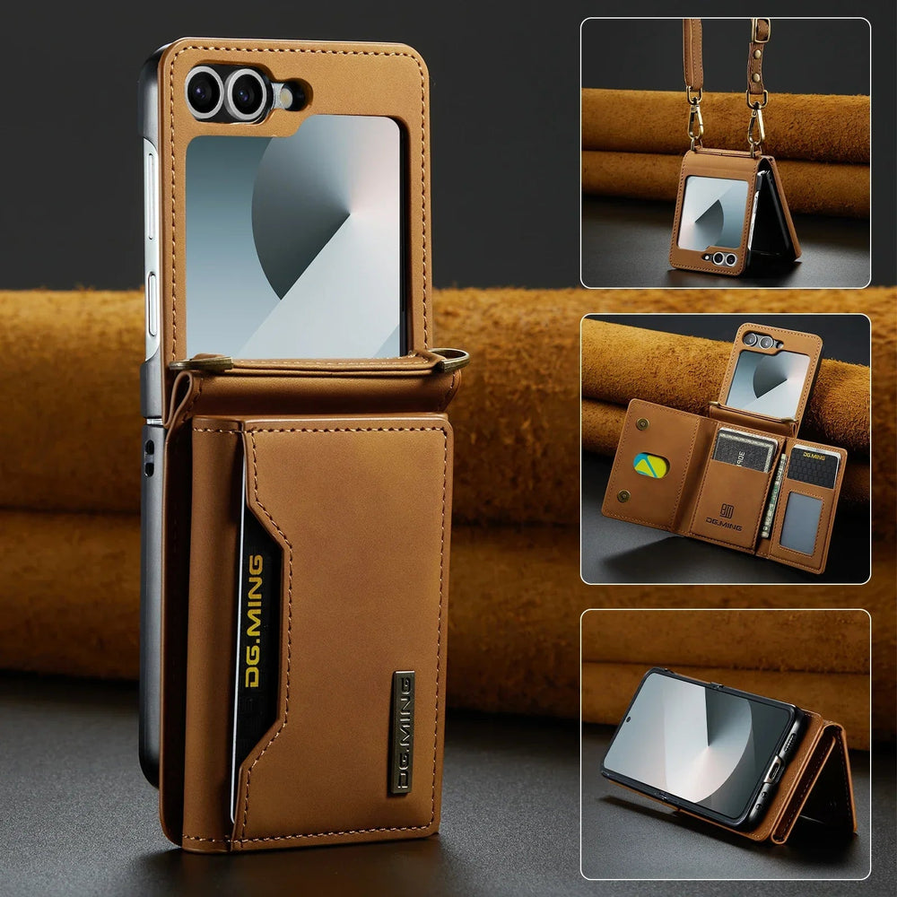 Crossbody Wallet Case for Samsung Galaxy Z Flip - Leather Card Holder optoeletronics