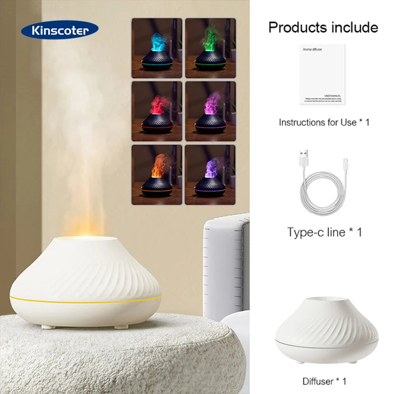 KINSCOTER 130ml Volcanic Aroma Diffuser with Flame Light optoeletronics