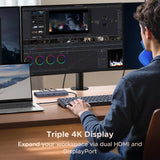 UGREEN USB-C Hub with 4K Video Ethernet and 10Gbps Data surrounded by various cables and connectors.