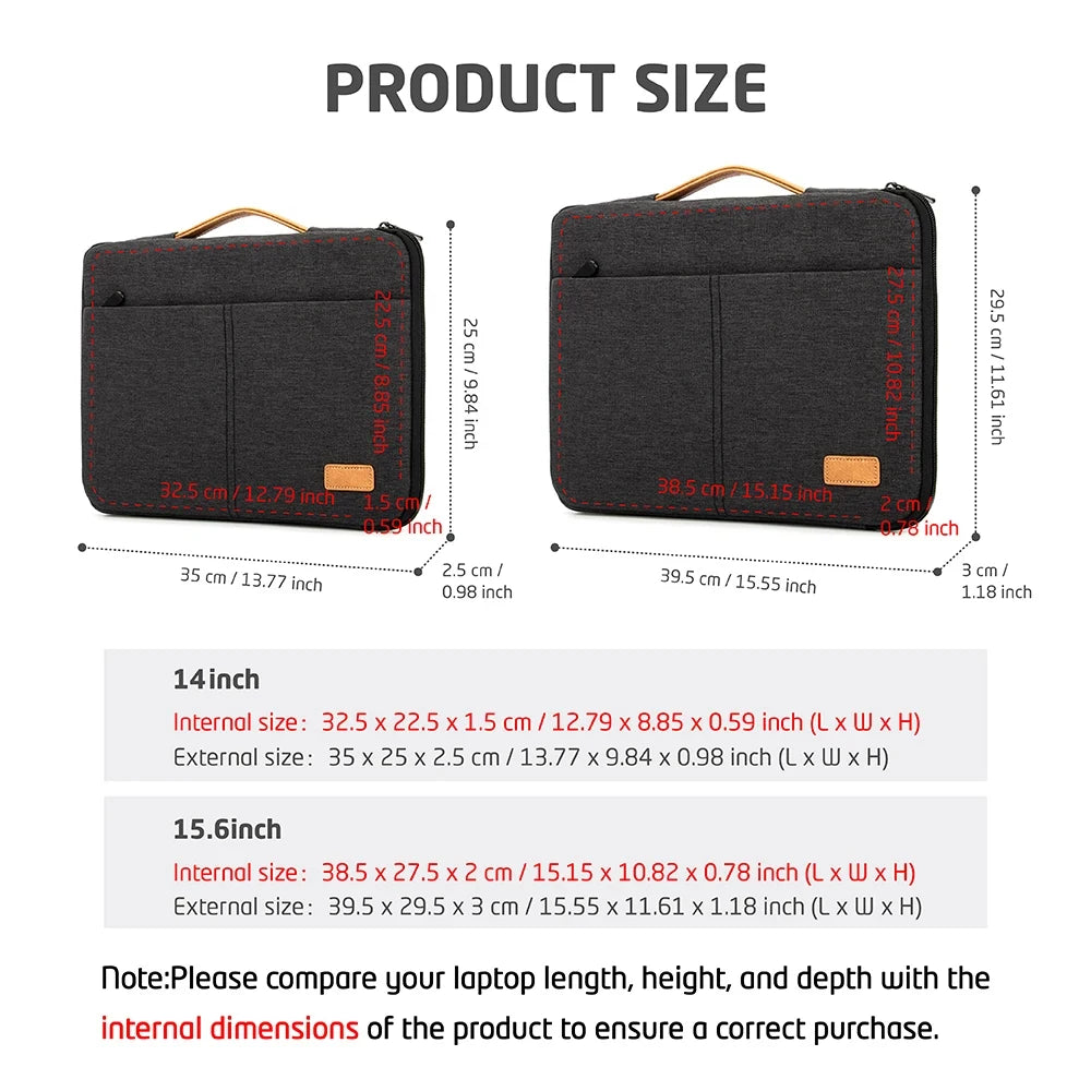 Shockproof Laptop Sleeve Briefcase for 14 and 15.6 Inch Laptops