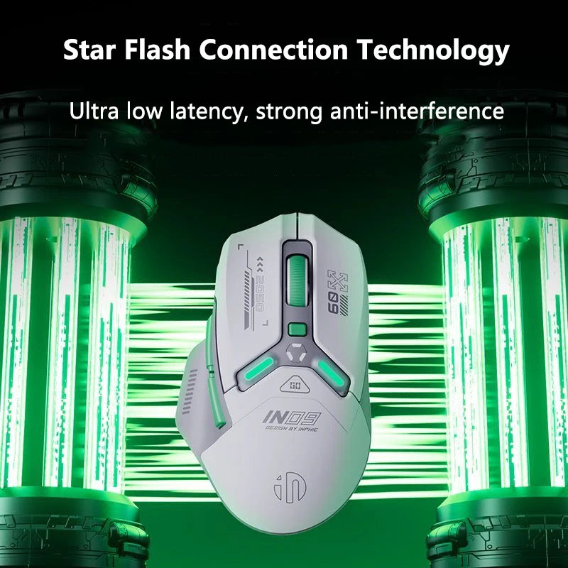 Inphic IN9 Rechargeable Wireless Gaming Mouse with RGB Lighting optoeletronics