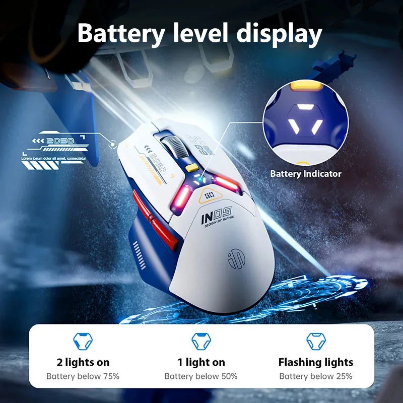 Inphic IN9 Rechargeable Wireless Gaming Mouse with RGB Lighting optoeletronics