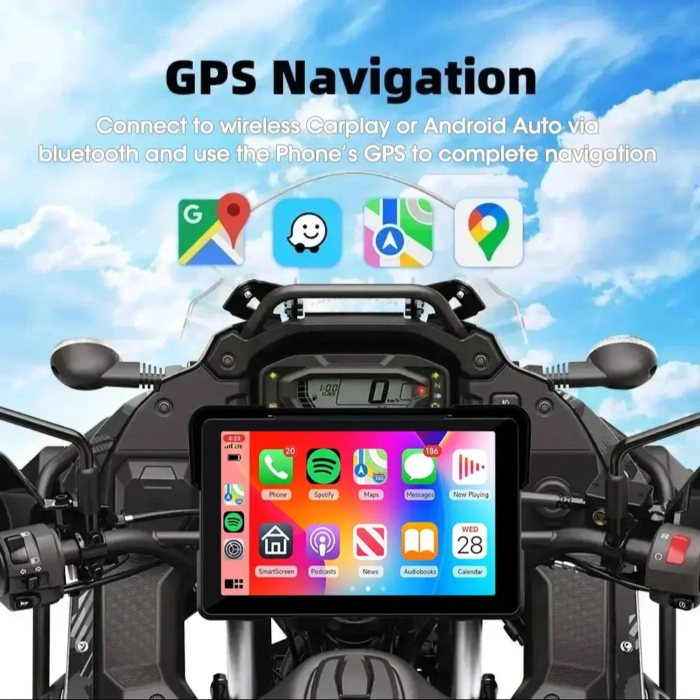 Jansite Motorcycle CarPlay GPS Display - IPX7 Waterproof DVR optoeletronics