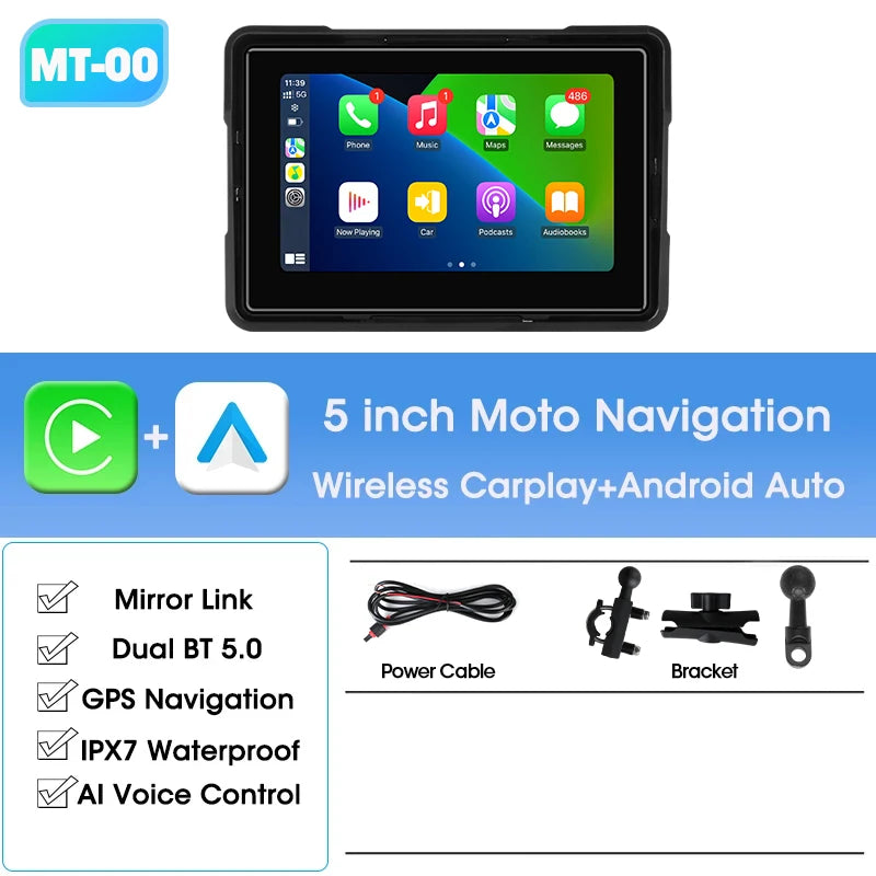 Jansite Motorcycle CarPlay GPS Display - IPX7 Waterproof DVR optoeletronics