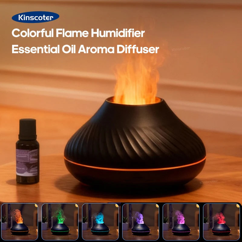 KINSCOTER 130ml Volcanic Aroma Diffuser with Flame Light optoeletronics