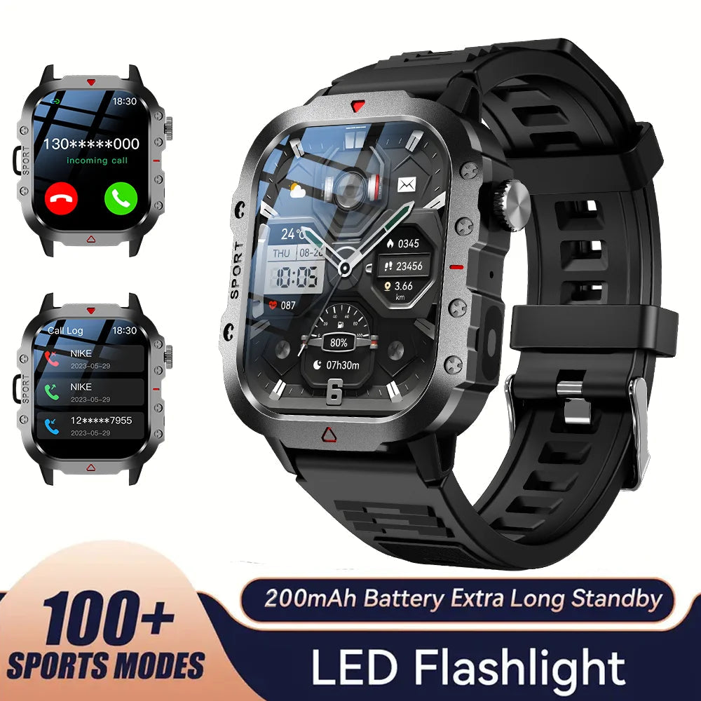 KESHUYOU Outdoor Smart Watch - 2.01 Inch HD Screen and LED Flashlight optoeletronics