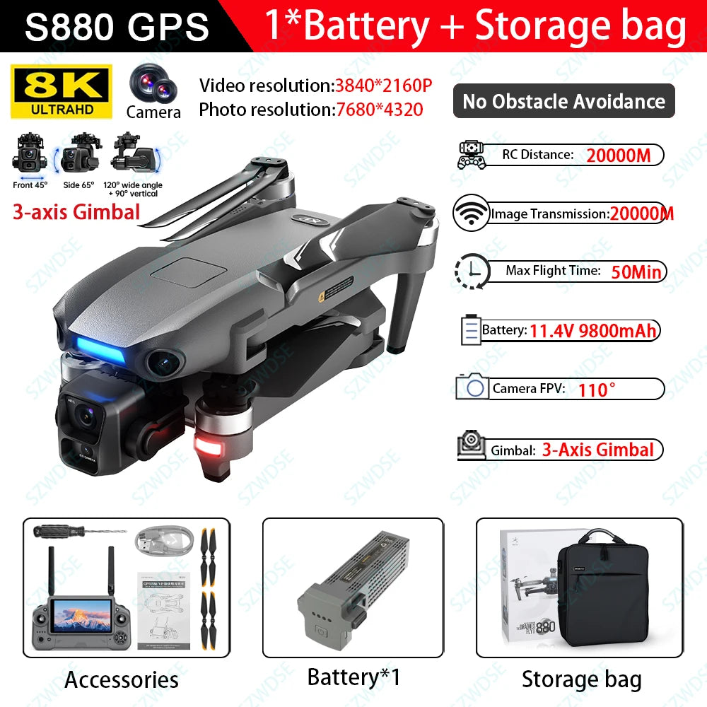 S880 Max Fishing GPS Drone with 8K Dual Camera and Airdrop optoeletronics