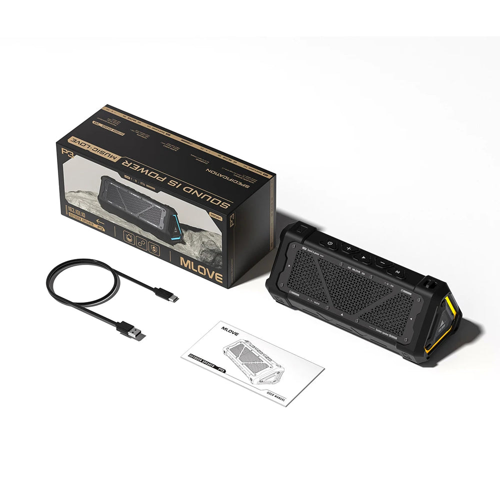 MLOVE P3 40W Bluetooth Speaker - IPX7 Stereo RGB Outdoor Sound optoeletronics
