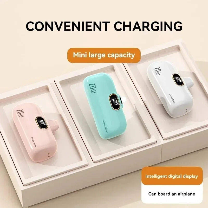 Mini Power Bank with Built-In Cables - Fast Charging Battery Pack optoeletronics